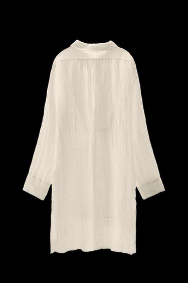 CAMISA EFECTO ARRUGADO CON LINO LIMITED EDITION - Blanco de Zara