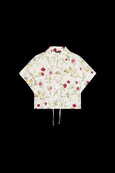 CAMISA ESTAMPADA BORDADOS PERFORADOS - Crudo / Rojo de Zara - Imagen 0