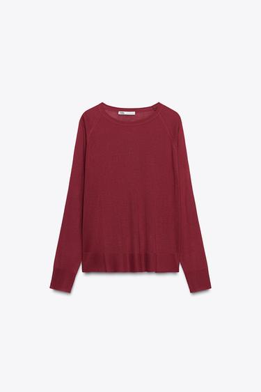 SUÉTER BÁSICO DE MALHA - Grená-claro da Zara