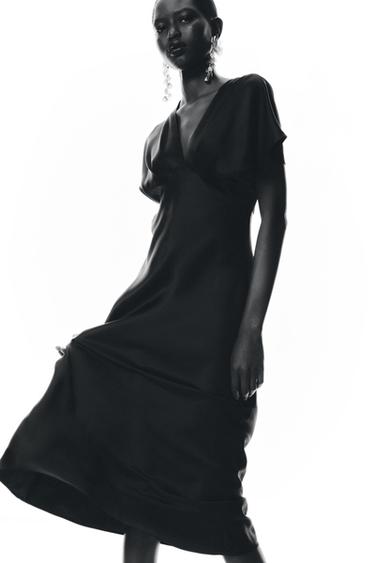 SATIN MIDI DRESS - Black by Zara