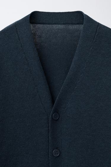 PLAIN KNIT CARDIGAN - Navy blue by Zara - Image 2
