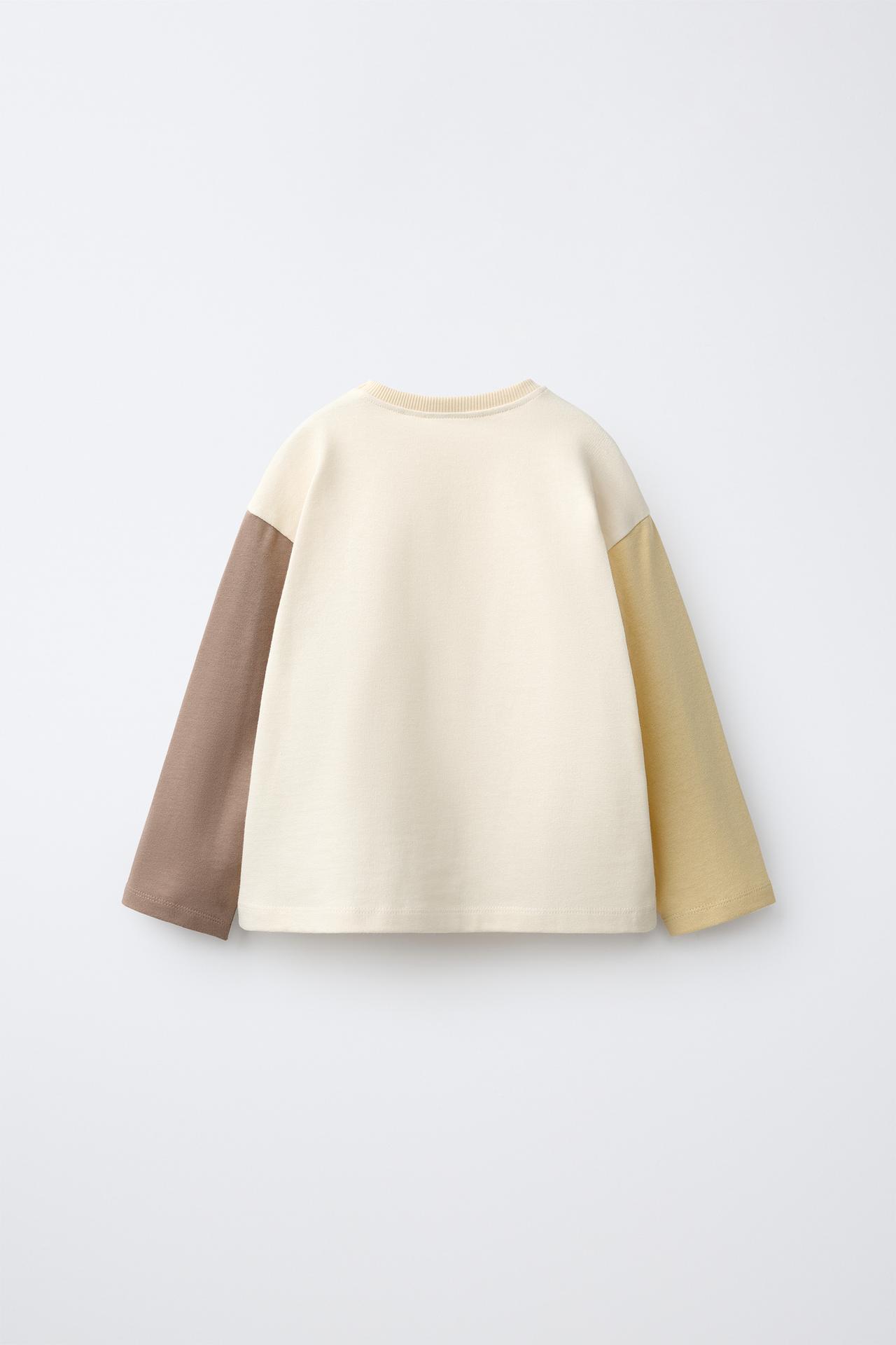 COLOR-BLOCK HEART T-SHIRT — Ecru