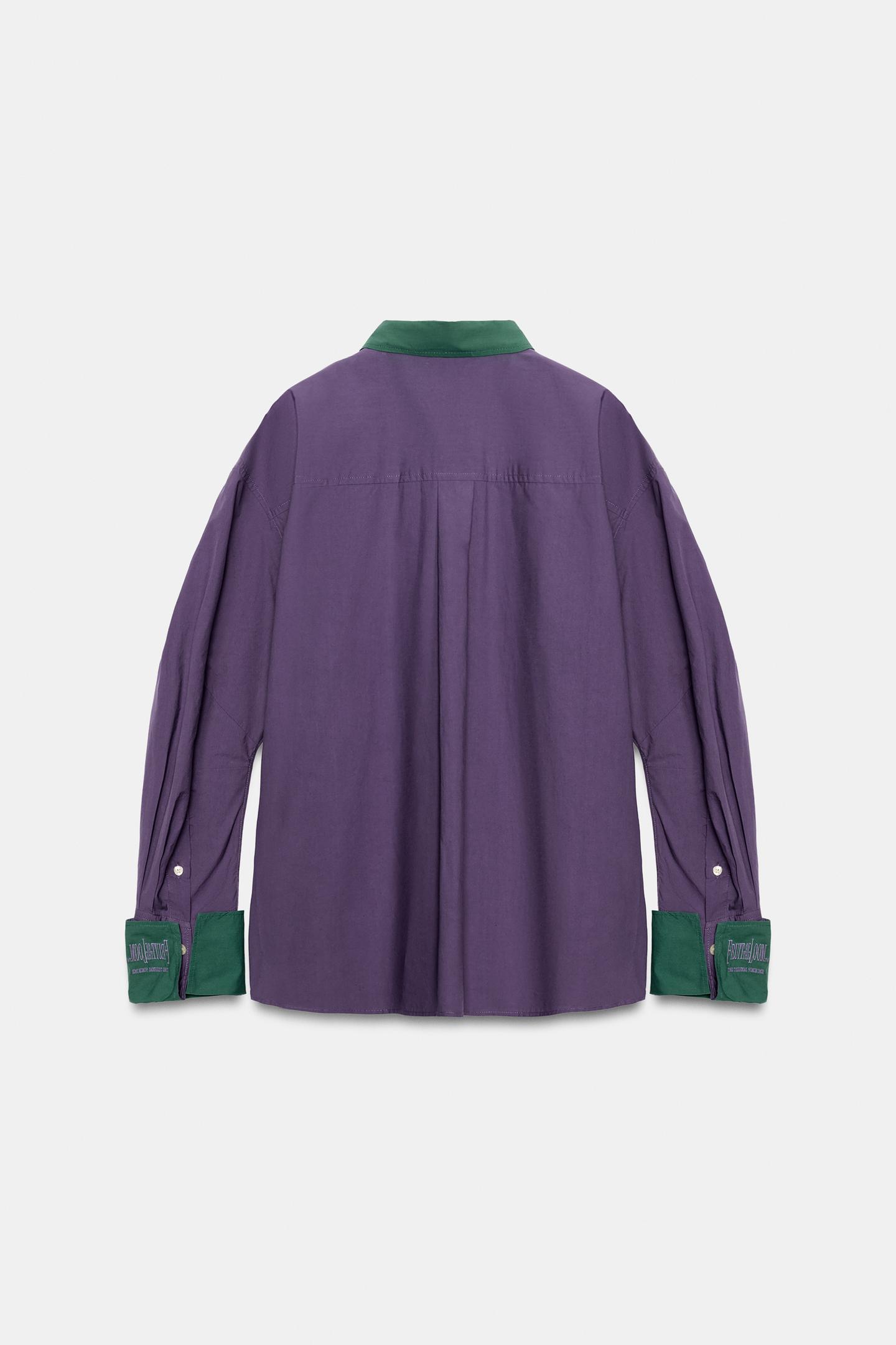 Женская рубашка Zara Fruit OF the Loom™ Contrast-Fabric, цвет: Сиреневый — фото 3