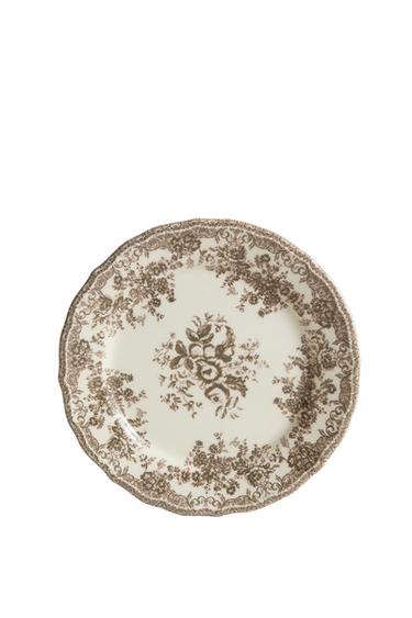 PRATO DE SOBREMESA DE CERÂMICA COM ESTAMPA FLORAL - Marrom da Zara