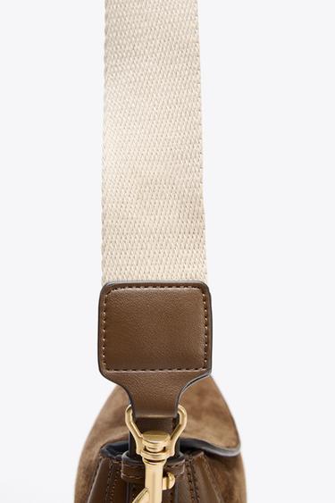 LEATHER FLAP CROSSBODY BAG - Chocolate de Zara - Image 8
