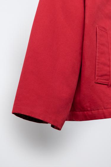 BLOUSON EN TOILE À COL EN CONTRASTE - Rouge de Zara - Image 5
