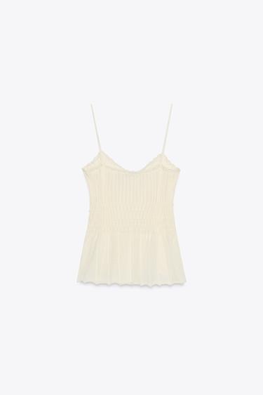 TOP EN MAILLE CÔTELÉE - Beige clair de Zara - Image 7