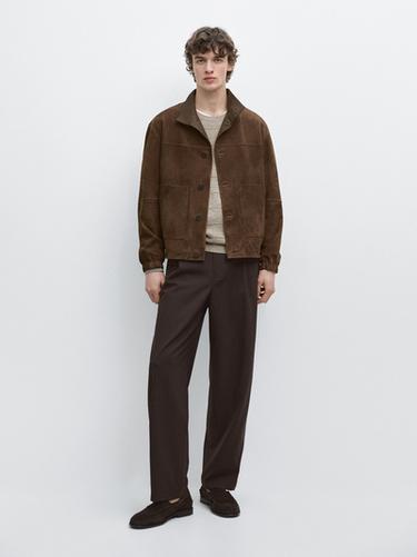 Zara Suede leather jacket - Tobacco