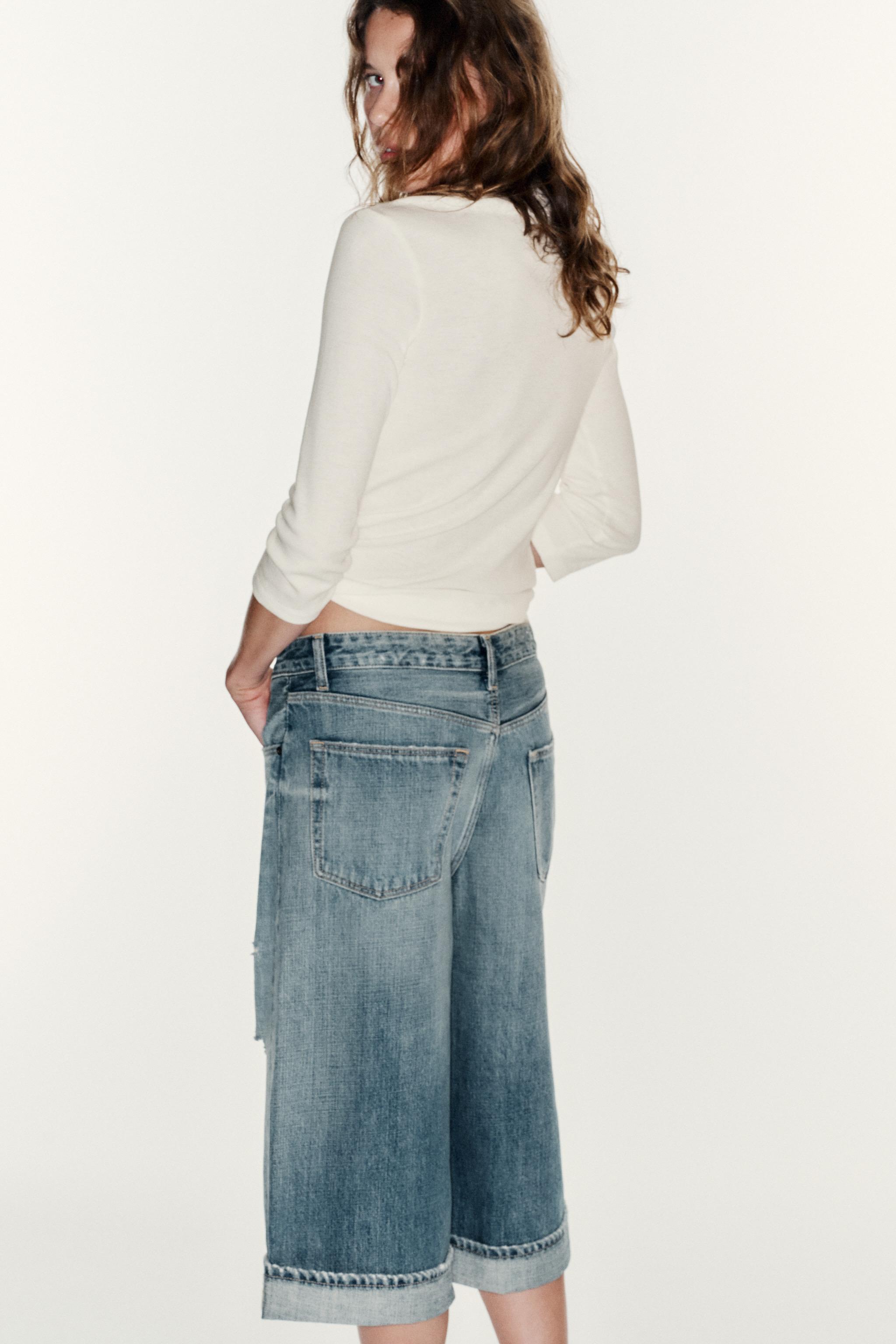 Женские шорты Zara TRF MID RISE RIPPED DENIM JORTS — фото 3
