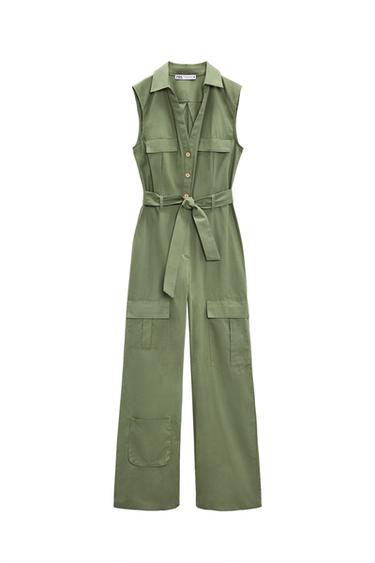 STRAIGHT-LEG CARGO JUMPSUIT