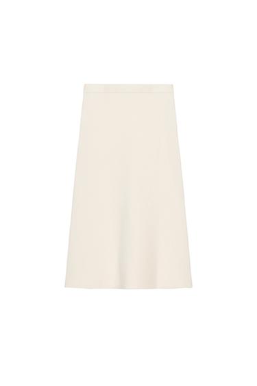 A-LINE KNIT MIDI SKIRT - Ecru by Zara