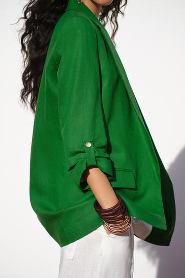 VESTE À MANCHES RETROUSSÉES - Vert de Zara - Image 2