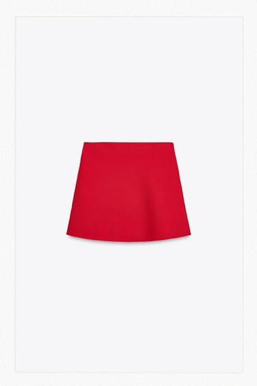 FALDA MINI PUNTO LISO - Rojo de Zara