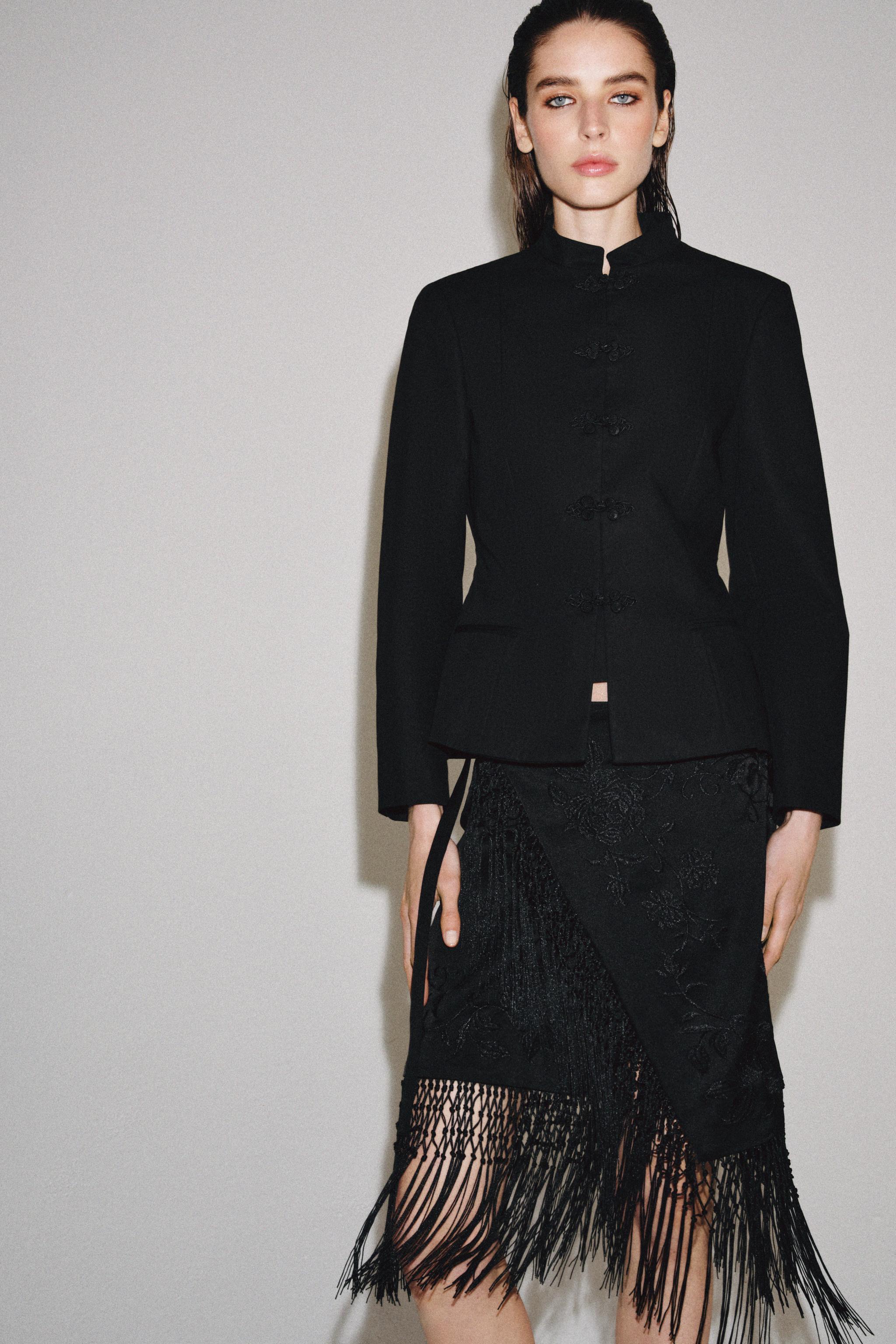 ZW COLLECTION EMBROIDERED FRINGE SKIRT - Black | ZARA Mexico