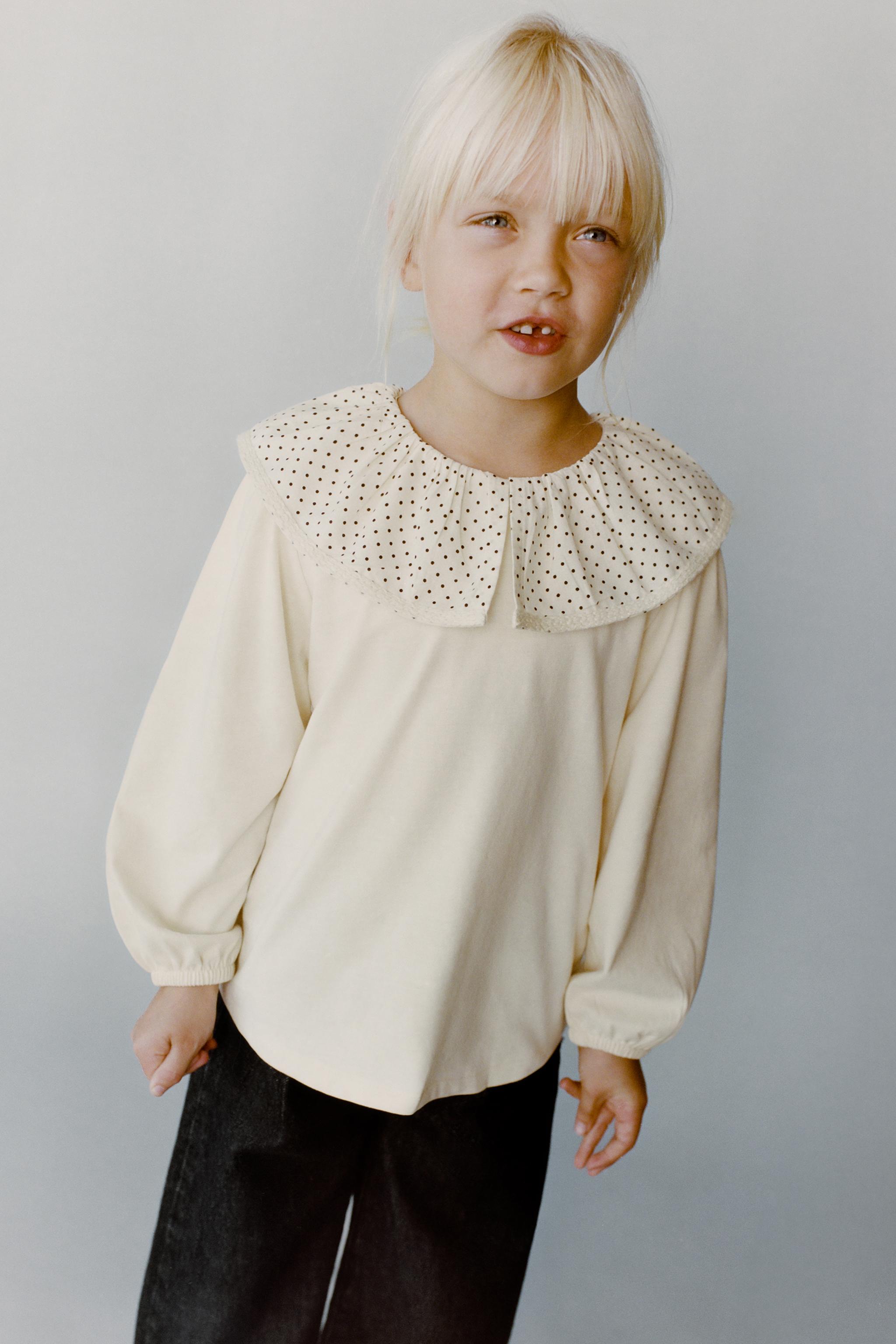 EMBROIDERED PETER PAN COLLAR T-SHIRT