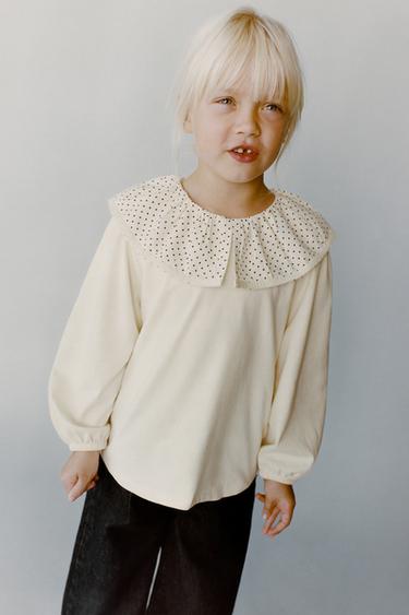 HAUT À COL CLAUDINE BRODÉ - Bleu marine / Blanc de Zara - Image 4