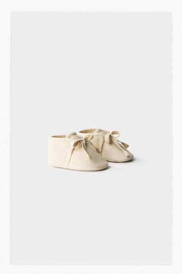 Zara COTTON BOOTIES - Off White