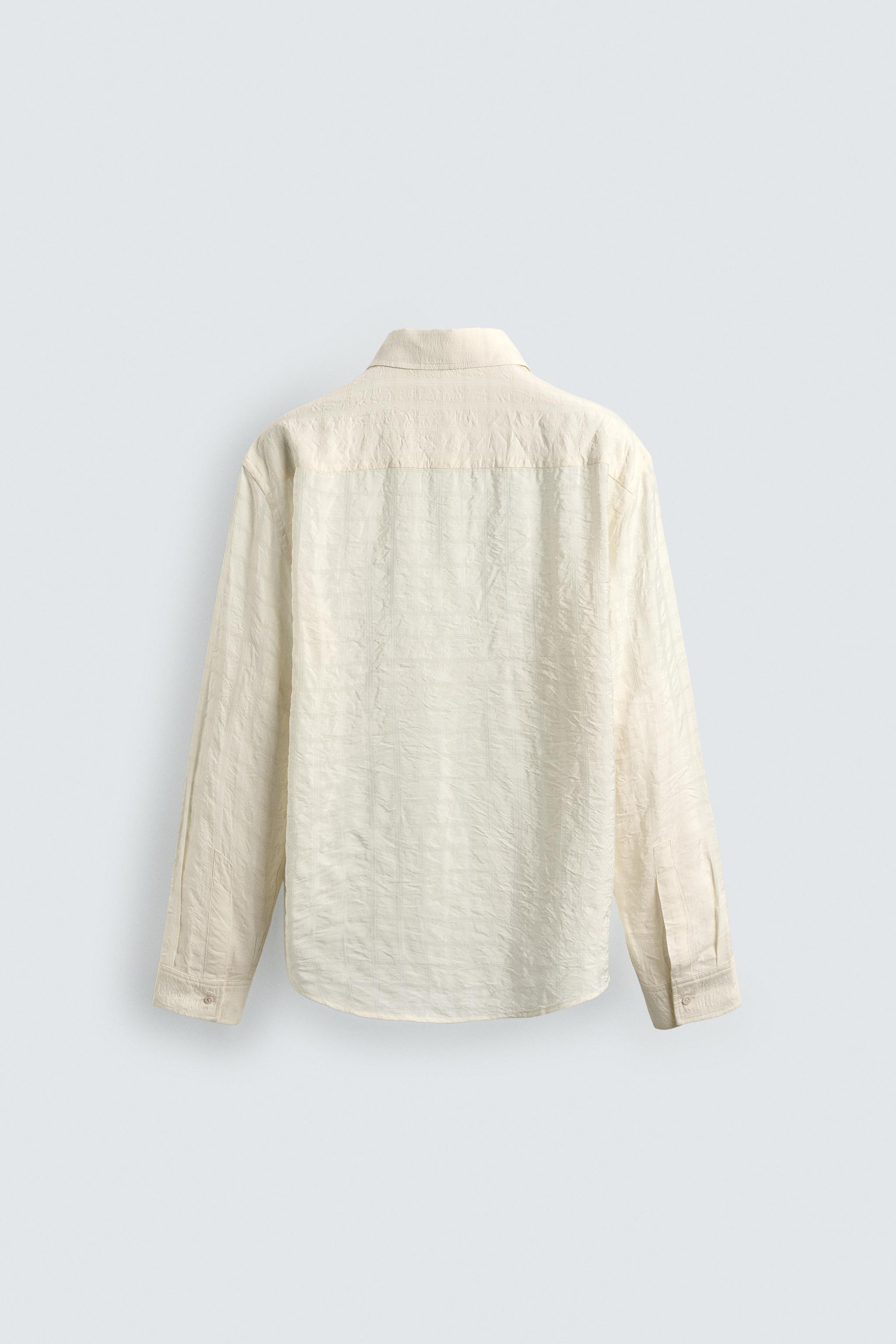 CHEMISE POLO JACQUARD CARREAUX EFFET FROISSÉ