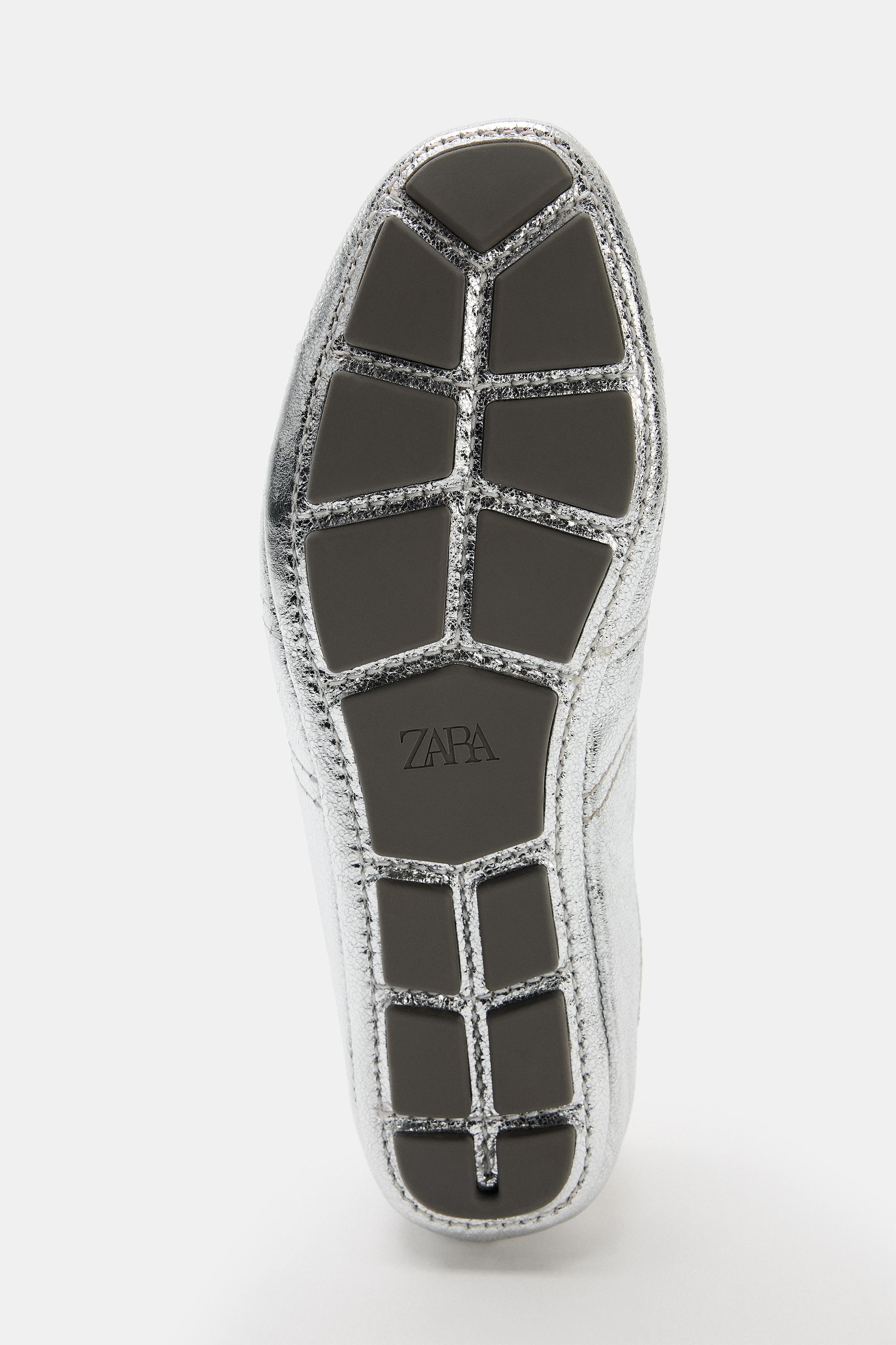 Обувь Zara METALLIC LEATHER SPORTY BALLET FLATS — фото 7