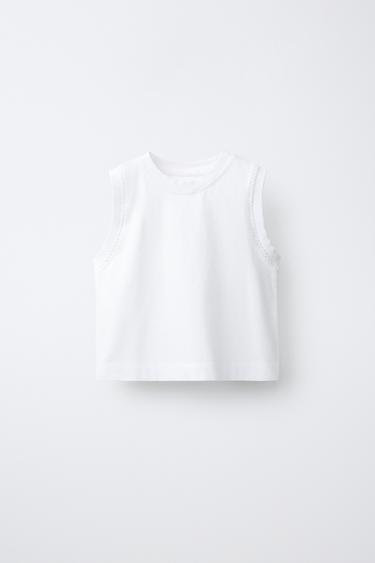 CAMISETA HEAVY JERSEY BORDADO - Blanco de Zara