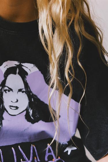 Zara OLIVIA RODRIGO ™ WASHED EFFECT T-SHIRT - Dark anthracite