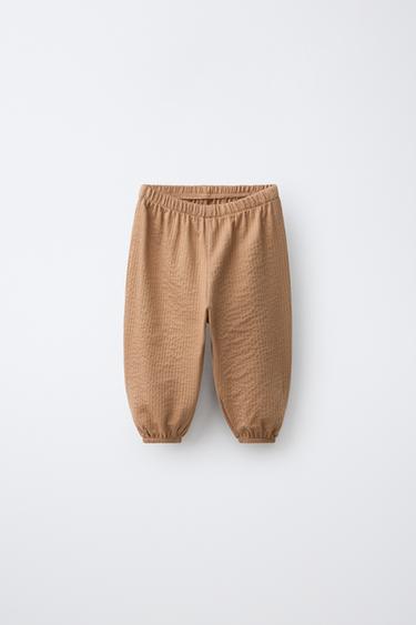 Zara SOLID TEXTURED TROUSERS - Brown - Image 0