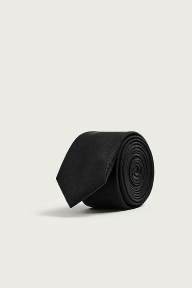 CORBATA ESTRECHA 100% SEDA - Negro de Zara
