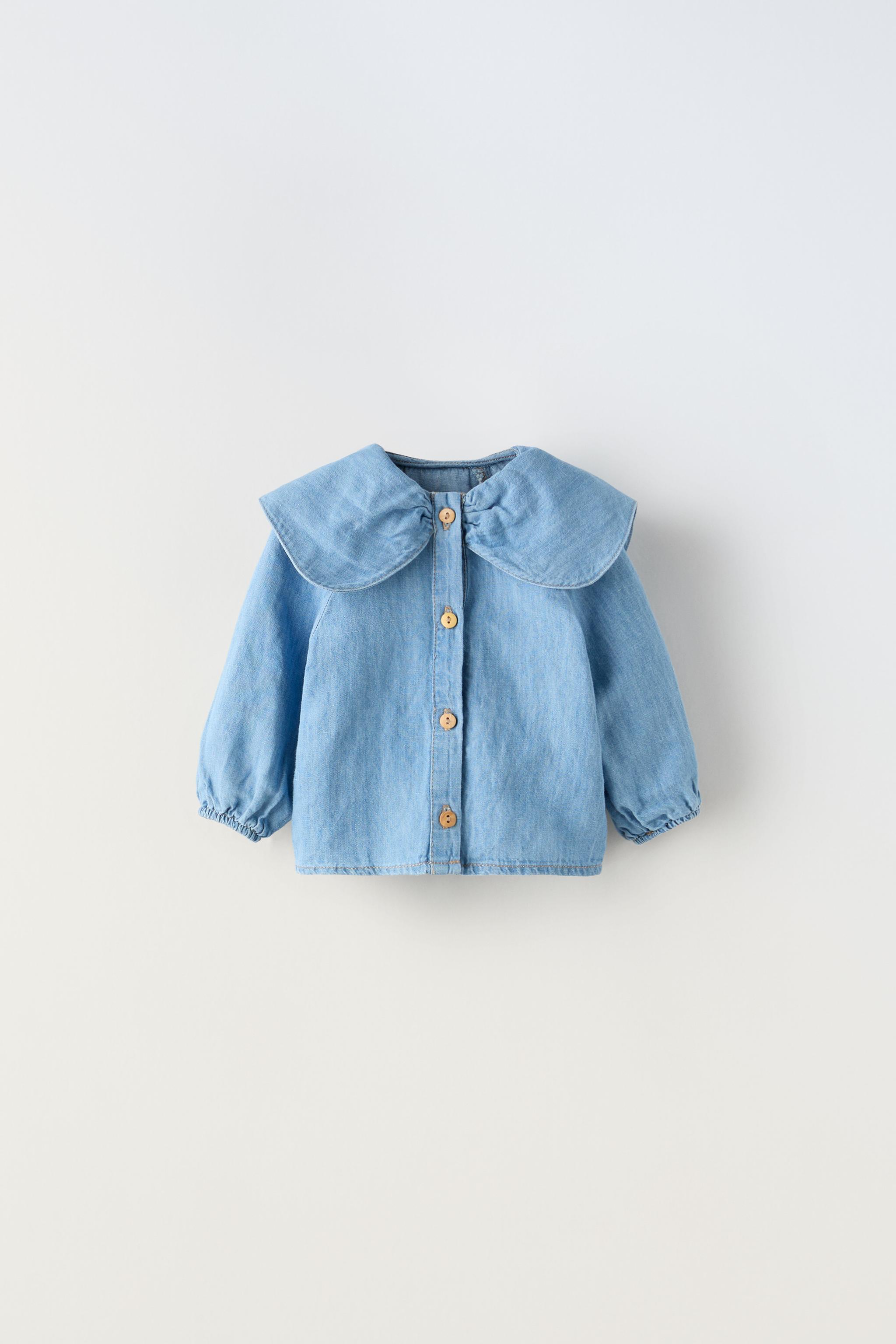 LINEN BLEND DENIM SHIRT - Mid-blue | ZARA United States