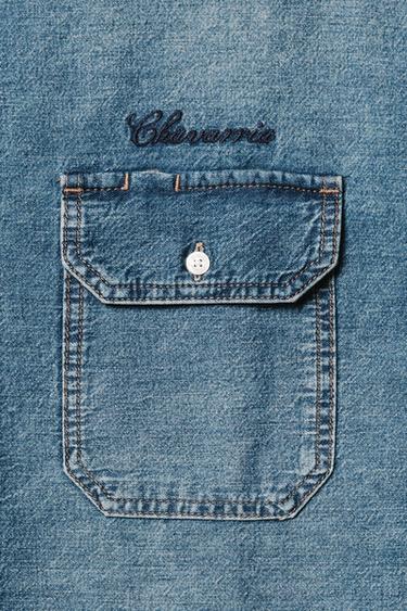 EMBROIDERED BOXY FIT DENIM SHIRT WILLY CHAVARRIA X ZARA - Mid-blue by Zara - Image 3