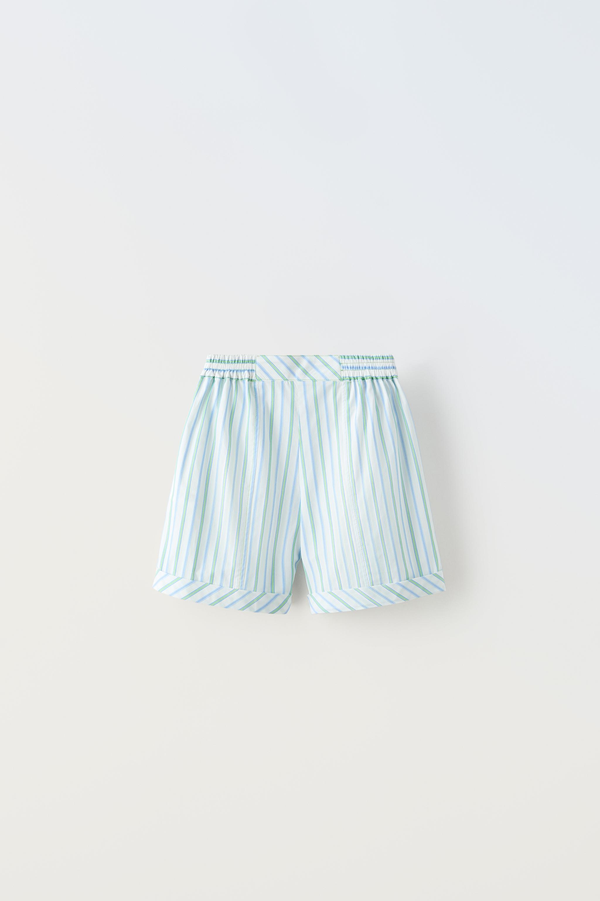 Zara striped shorts with 2024 leggings