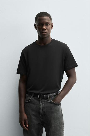 SET VAN 3 MEDIUM WEIGHT T-SHIRTS - Zwart van Zara