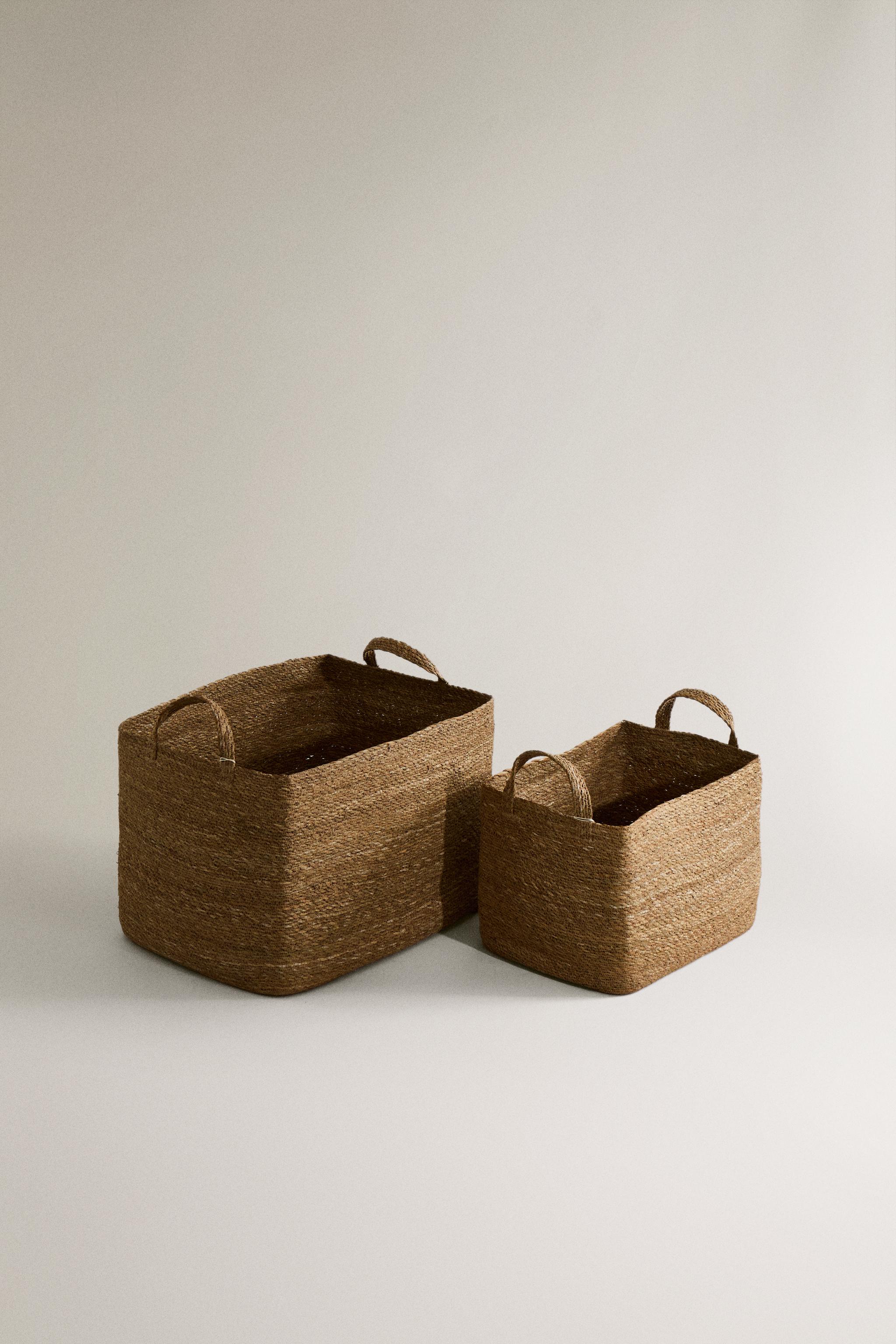 RECTANGULAR SEAGRASS BASKET — Brown