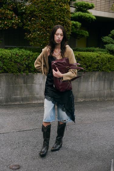 RIPPED TRF BAGGY DENIM BERMUDA JORTS - Blue by Zara