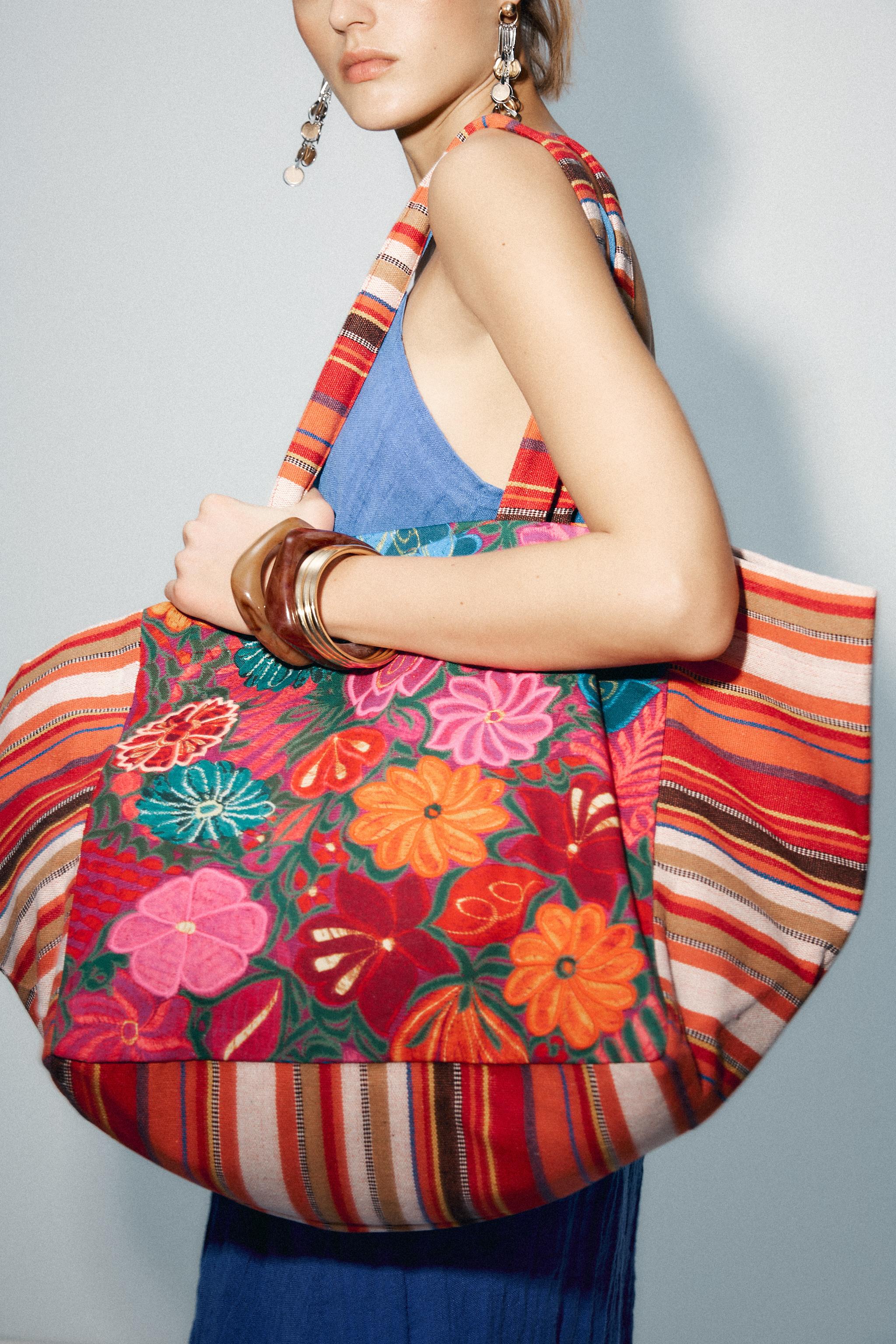 EMBROIDERED FLOWER SHOPPER BAG - Multicolored | ZARA United