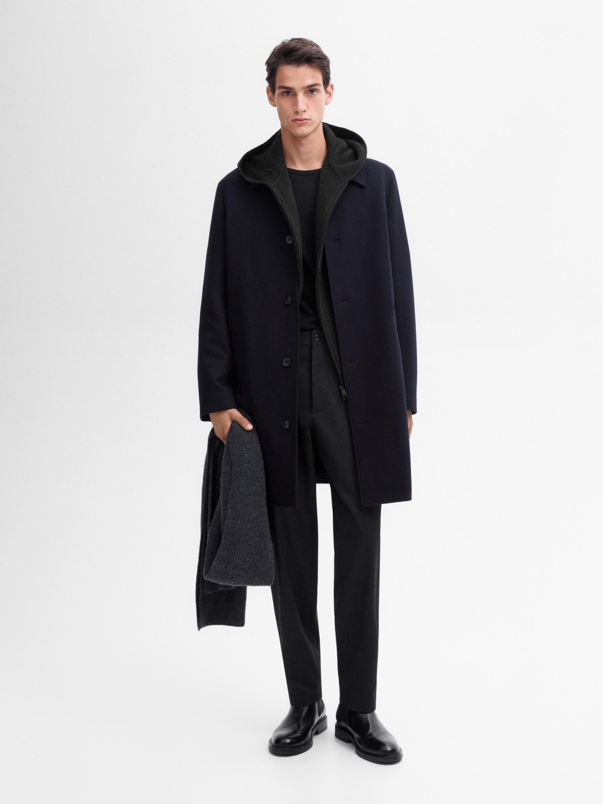 100% wool long coat - Navy blue | ZARA United States