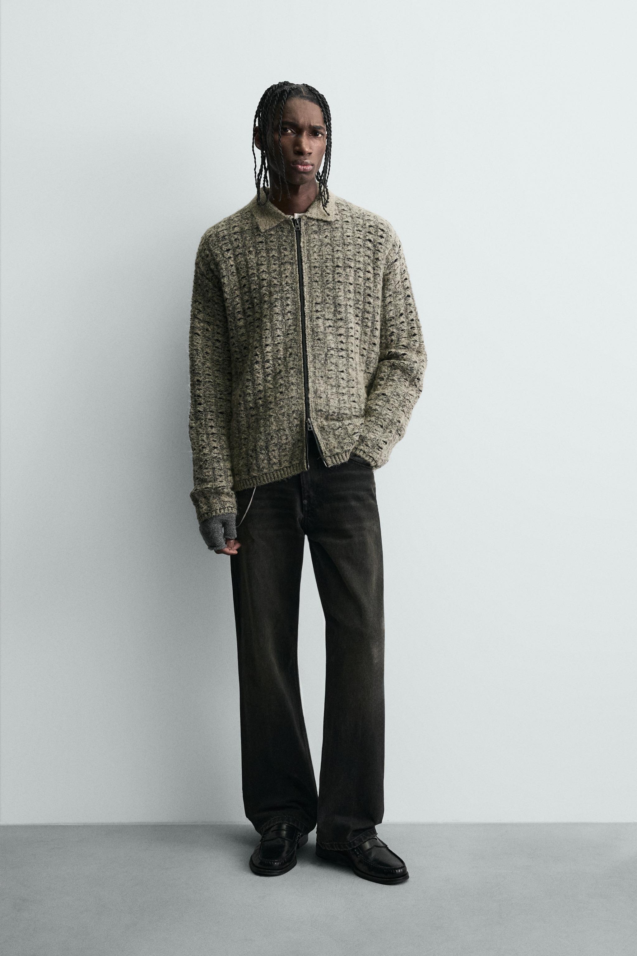 テクスチャーニットジャケット - クリーム | ZARA Japan / 日本