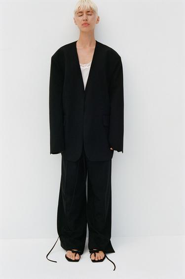 БЛЕЙЗЕР OVERSIZE С ЗАВЯЗКАМИ — ЧЕРНЫЙ от Zara — изображение 0