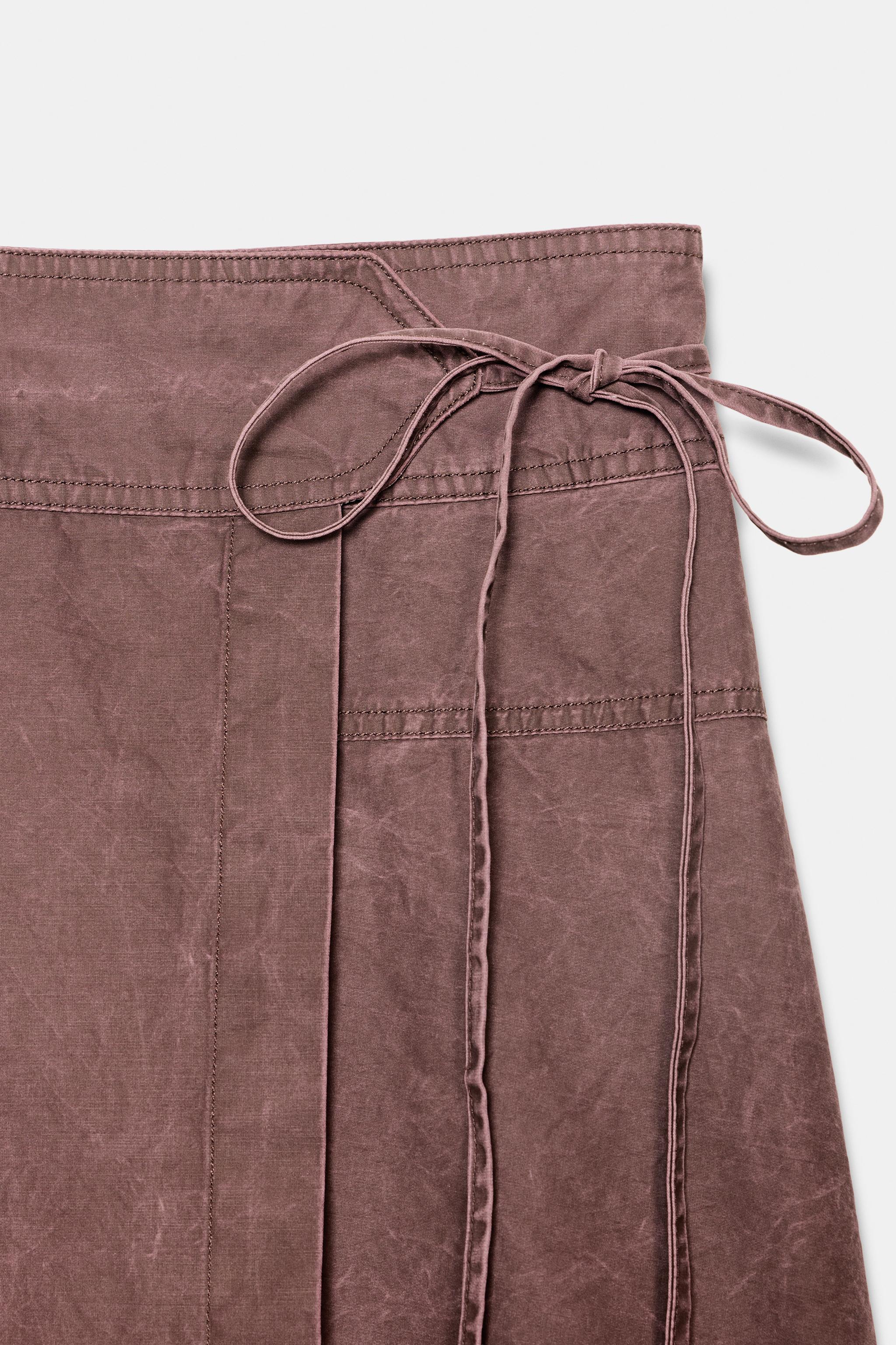 WASHED EFFECT ASYMMETRIC PAREO SKIRT