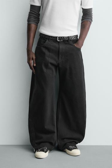 BALLOON FIT JEANS WITH ZIPS - Black by Zara