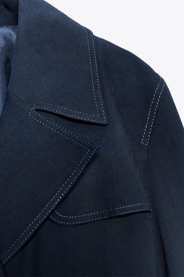 DOUBLE-BREASTED SHORT JACKET - Navy blue by Zara - Image 7