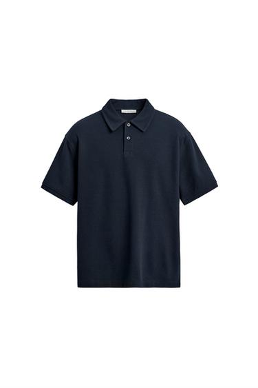 REGULAR FIT TEXTURED POLO SHIRT - Navy blue by Zara