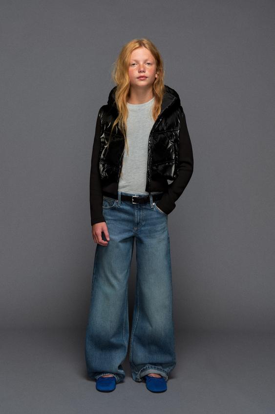 CHAMARRA ACOLCHADA COMBINADA CON CAPUCHA - Negro de Zara - Imagen 0