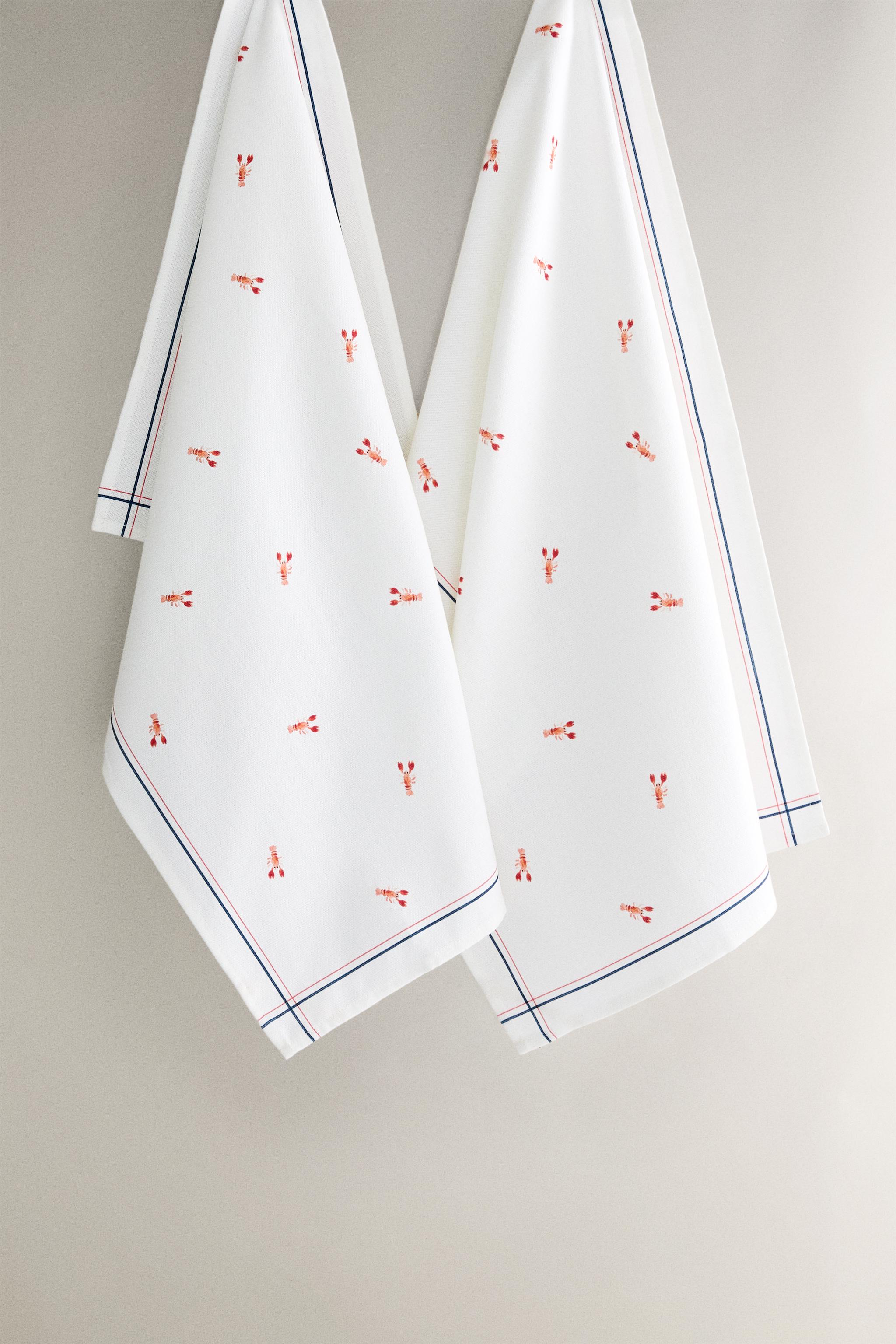 SET OF LOBSTER COTTON KITCHEN TOWELS (SET OF 2)