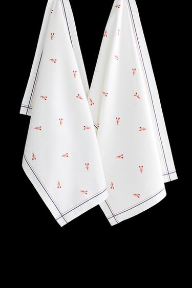 PACK OF COTTON LOBSTER TEA TOWELS (PACK OF 2) - Blue by Zara - Image 0