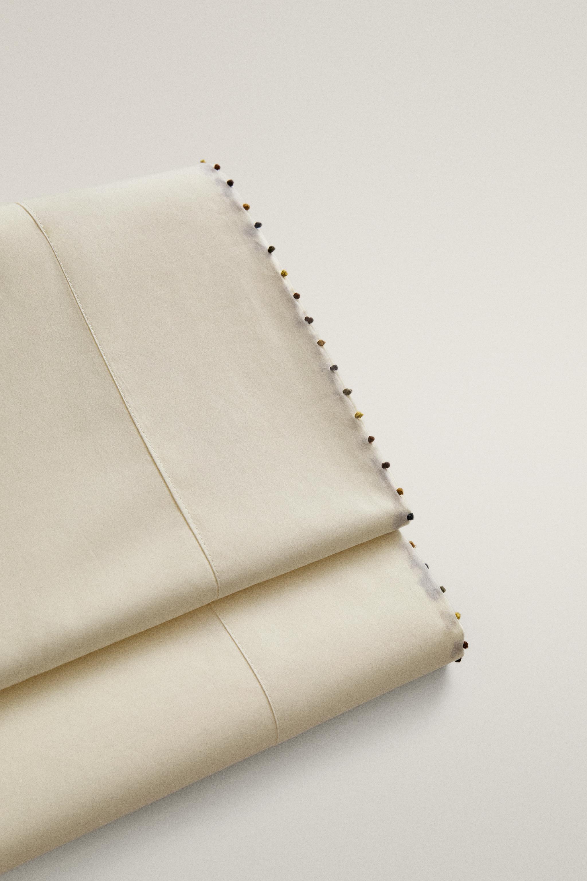 POM-POM COTTON PERCALE FLAT SHEET (300 THREAD COUNT)