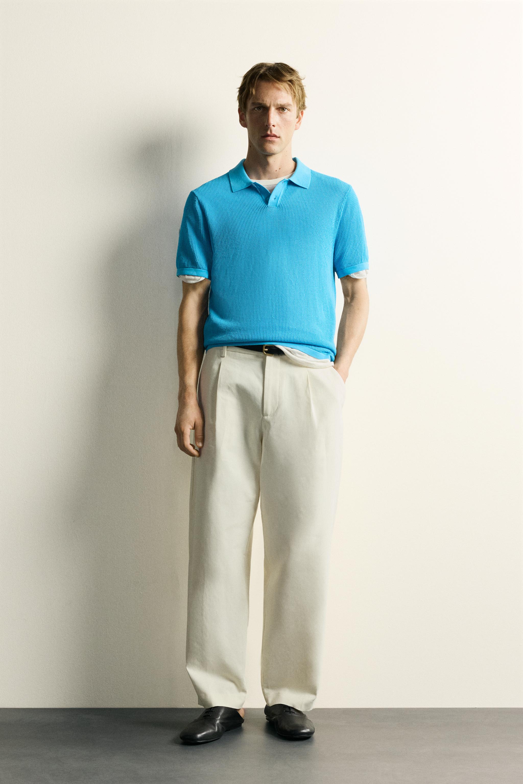 OPEN-KNIT TEXTURED POLO - Light blue | ZARA United States