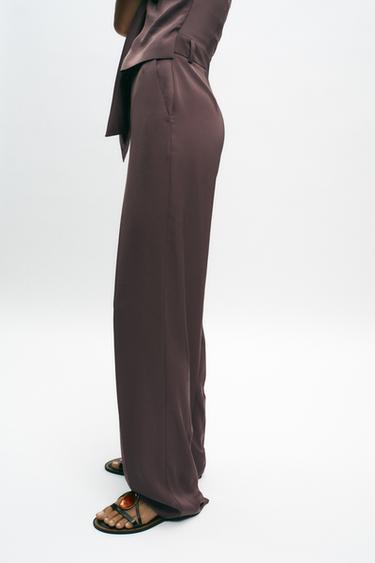 KNOT DETAIL SATIN WAISTCOAT JUMPSUIT - Brown / Taupe by Zara - Image 4