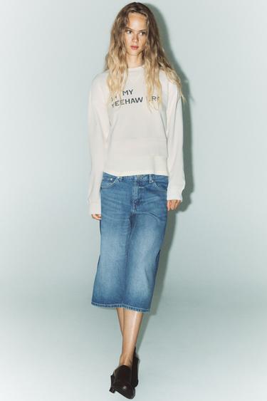SLOGAN CROP SWEATSHIRT - Ecru by Zara - Image 0