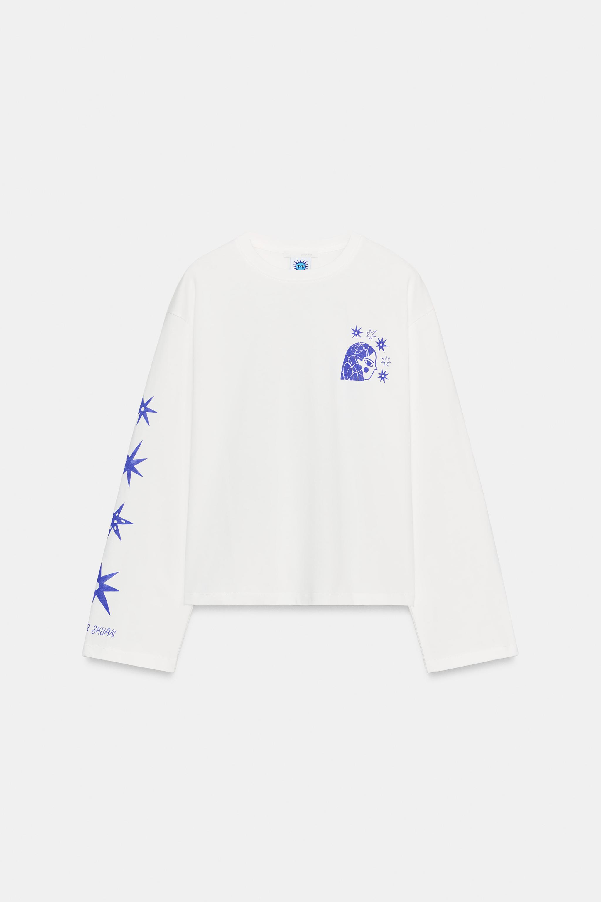 AGUSTINA SHUAN UZUN KOLLU BASKILI T-SHIRT - Görsel 5