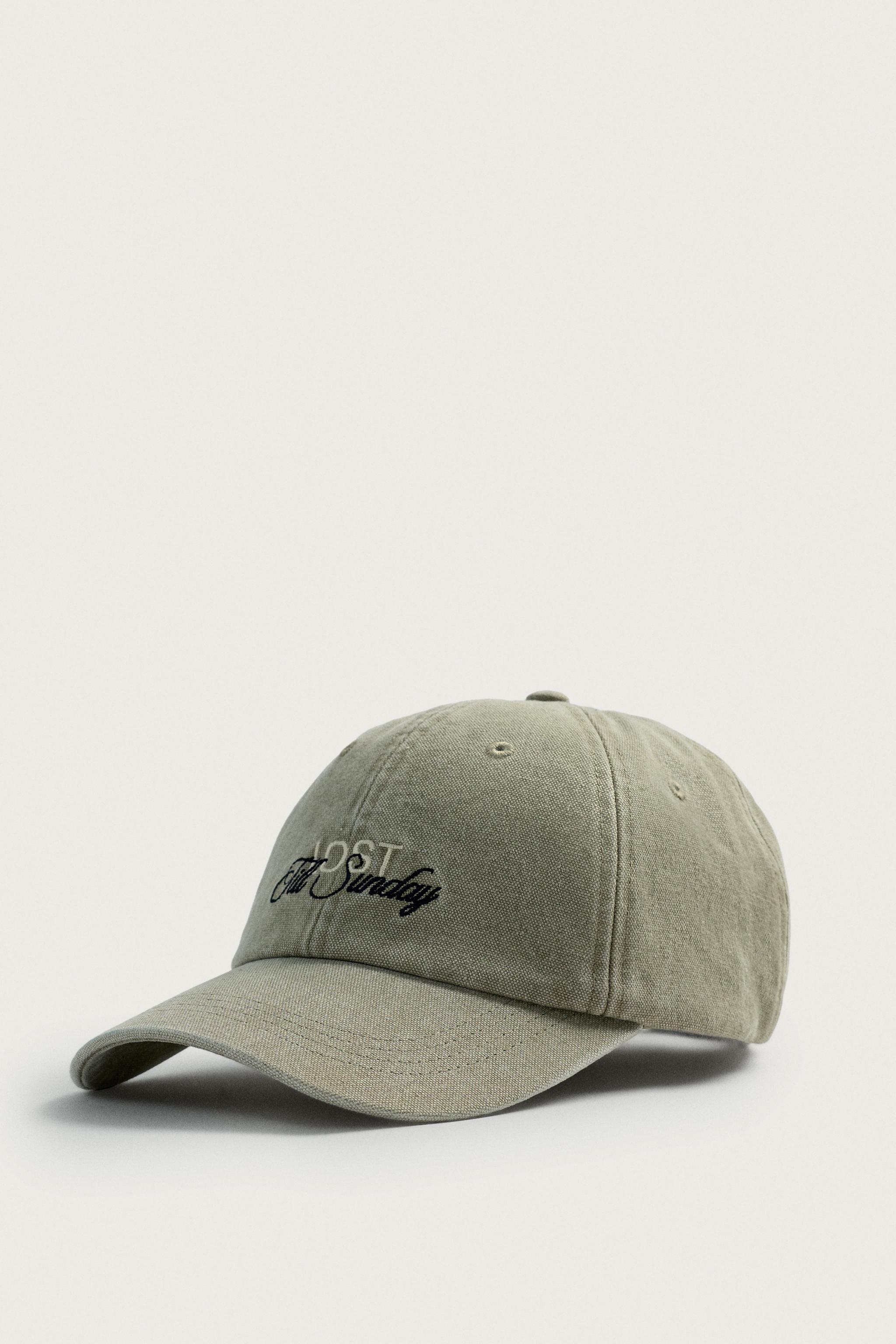 WASHED EMBROIDERED TEXT CAP — taupe brown